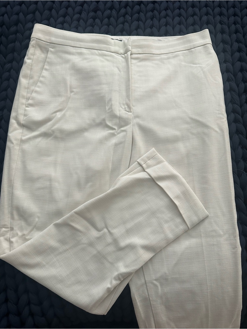 Ann Taylor Cream Straight-Leg Tailored Pants